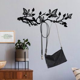 Wallity Butterfly World Gancho de Pared Metálico Negro